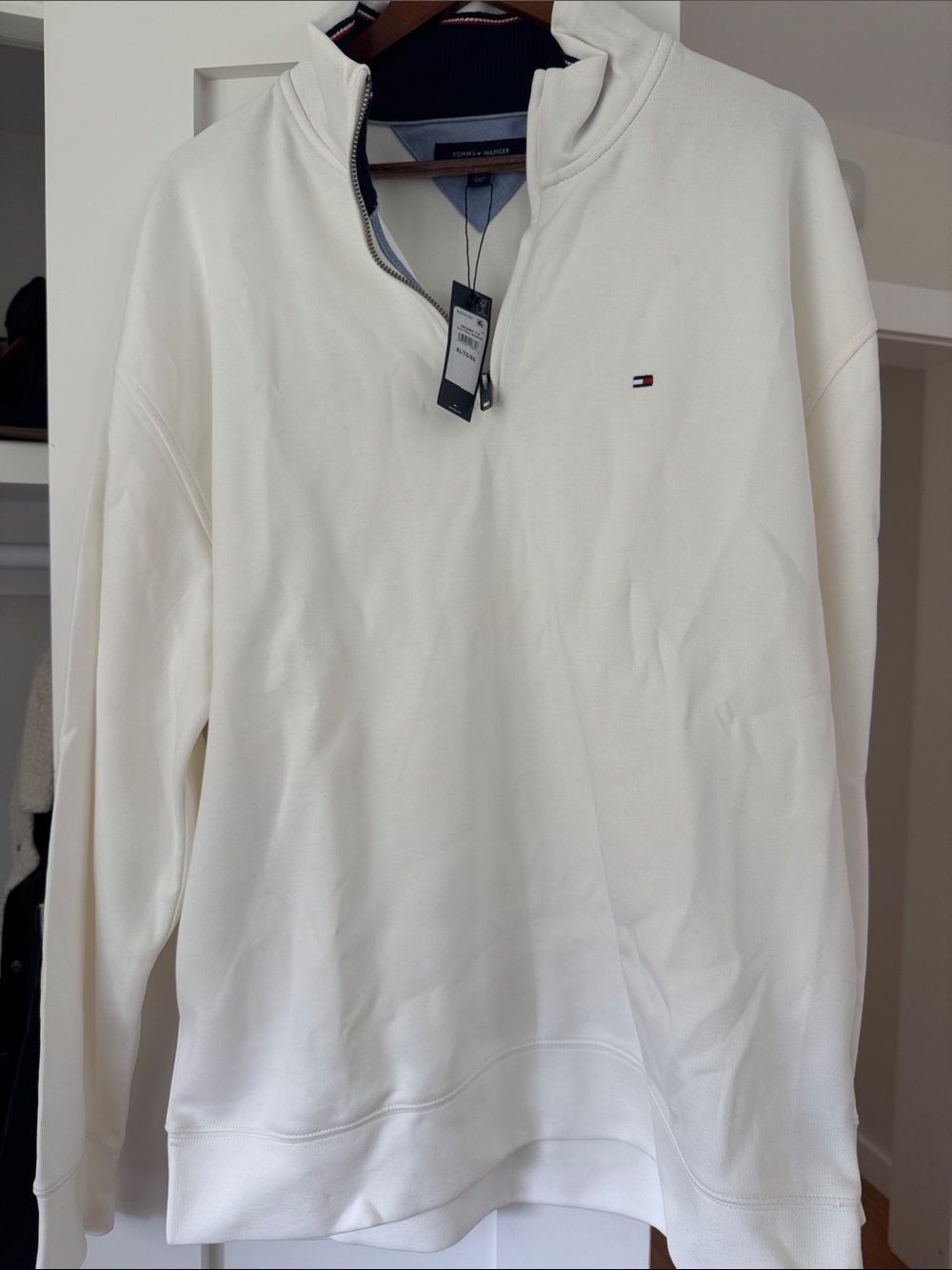 Tommy Hilfiger Men's Cream Half-Zip Pullover Sweatshirt